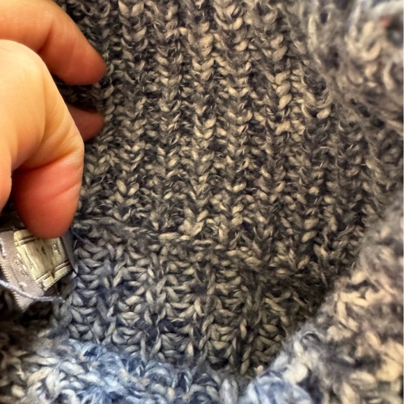 J Crew Point Sur chunky knit turtleneck sweater blue white semi cropped XS - Picture 6 of 6